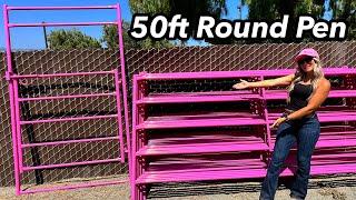 Unveiling the Pink 50ft Round Pen: SoCal Fence and Barn's Marvel for 1D Performance Horses!