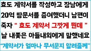 [반전사이다사연] 효도 계약서를 작성하고 장남에게 20억 땅문서를 증여했더니 남편이 죽자 "효도 계약서 그깟게 뭔데." 날 내쫓은 아들과 며느리~ /라디오드라마/사연라디오/신청사연