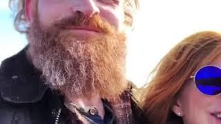 Kristofer Hivju  with his wife