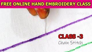 CLASS 3 - Chain Stitch | Free online Hand Embroidery class in Tamil / இலவச எம்பிராய்டரி வகுப்பு