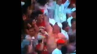 Fat shirtless Arkansas fan celebrates beating A&M