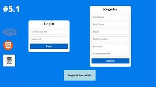 #5.1 How to make Register, Login, and Logout System on websites | Html, CSS, SQL, PHP and JavaScript