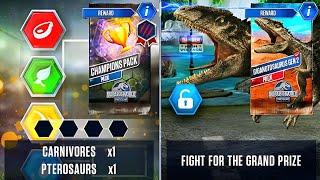 CHAMPIONS PACK CARNIVORES VS HERBIVORES VS PTEROSAURUS VS AMPHIBIANS | JURASSIC WORLD THE GAME