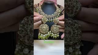 Olive green necklace set #asianbrides #necklace #jewellery #jewellery #pakistaniwedding #indianbride