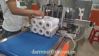 Semi automatic toilet tissue and kitchen towel roll paper packing machine