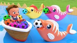 Soccer Balls Fish Wooden Tumbling Slides Toy 3D Little Baby Fun Learning Colors for Children Kids