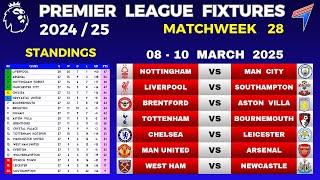 EPL FIXTURES TODAY - Matchweek 28 • EPL Table Standings Today • Premier League Fixtures 24/25