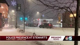 Heavy police presence at Stewart's Shops in Tupper Lake