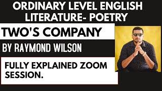 ENGLISH LITERATURE - POETRY- TWO'S COMPANY BY RAYMOND WILSON