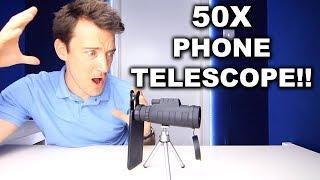 50X PHONE MONOCULAR TELESCOPE REVIEW!!!