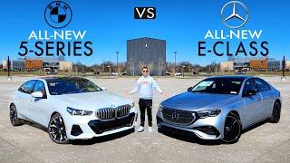 BABY FLAGSHIPS! -- NEW 2024 BMW 5-Series vs. 2024 Mercedes E-Class: Comparison