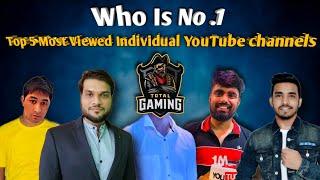 Top 5 Most viewed Channels in India  | Ft. Techno Gamerz Total Gaming