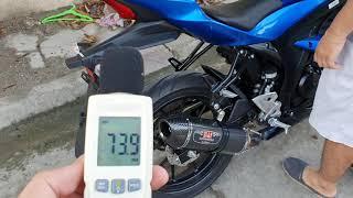 Suzuki Gsxr 150 with Yoshimura R77 carbon 420mm sound check w/ db killer