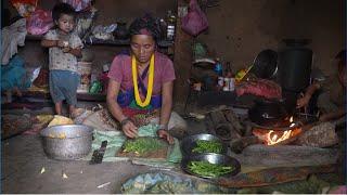 Nepali village || Cooking beans and parsley vegetables in the village