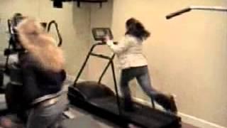 Girl falls off treadmill