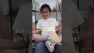 Autistic non verbal girl loves her swing! #autismawareness #viral #shorts #webswinging