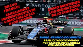 Radio Franco Colapinto, Es Felicitado y Elogiado por la Excelente Carrera en GP de México. F1 radio