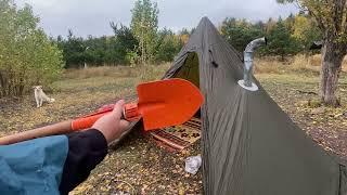 Solo Camping Hot Tent Winter Camping in Snow, Wood Stove Cooking, Bushcraft Camp