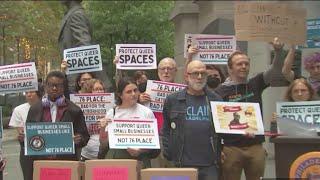 Members of the Gayborhood show up to protest 76 Place in Center City