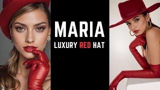 Luxury Red Hat - Maria model - AI ART -  Lookbook AI World Models