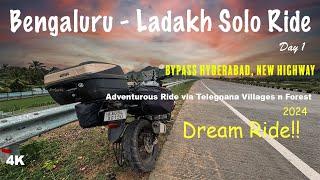 Dream Ladakh 2024 | Bengaluru to Ladakh Solo Bike Ride - Day 1 | KTM Adventure 390 Long Ride| Kvlogs