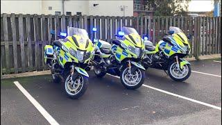 2 norfolk and suffolk police response bikes blue light demo