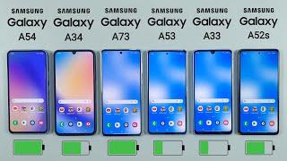 Samsung A54 vs A34 vs A73 vs A53 vs A33 vs A52s Battery Drain Test | BATTERY TEST