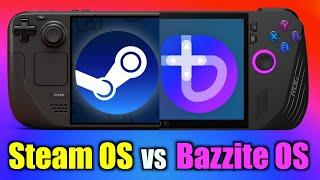 SteamOS vs Bazzite - SIde by SIde Comparison! Steam Deck vs Rog Ally X