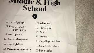 Middle & High School Supply List