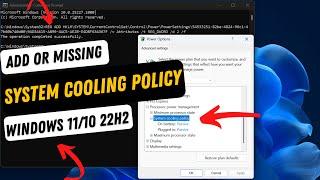 Add, Fix 'System Cooling Policy' Missing in Power Options Windows 11/10