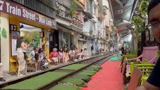 Exploring Hanoi Train Street on a Rainy Evening | Vietnam Tour 2023