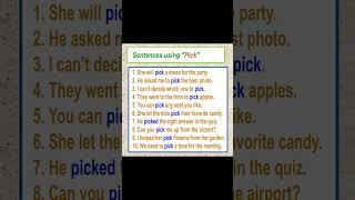 Learn English Sentences using the word "Pick" | Learn English Vocabulary #english #learn #shortvideo