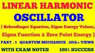 LINEAR HARMONIC OSCILLATOR IN QUANTUM MECHANICS || ONE DIMENSIONAL HARMONIC OSCILLATOR || PART - 1 |