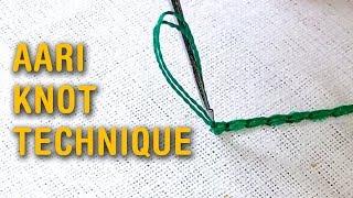 aari knot stitch technique | aari knot end stitch | aari work for beginners | #195