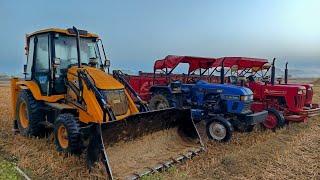 JCB 3dx Backhoe Loader Machine Loading Mud in Mahindra and Swaraj Tractor #jcbvideo #jcbloading #3dx