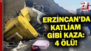 Erzincan'da feci kaza! TIR ile otomobil çarpıştı: 4 ölü, 2 yaralı! | A Haber