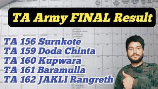 TA Army FINAL RESULT  ll TA 156 Surnkote ll 159 Doda ll 160 Kupwara ll 162 JAKLI ll TA Army Result