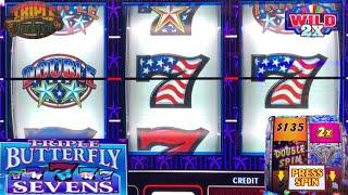 Finally Got the Double Spin Bonus!!! $10 Triple Jackpot + Triple Butterfly 7's slot play & more!!!