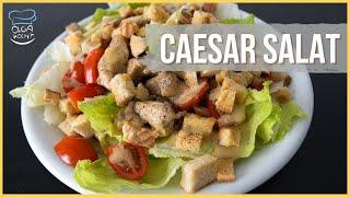 Caesar salad with chicken and croutons - the super salad