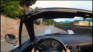 POV Driving a Mazda MX-5 NA on beautiful Lake Como Roads (Italian city-pop version)