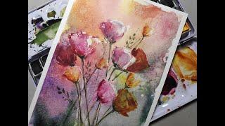 Fantasy flowers, Watercolor by Hedwig's Art