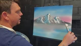 Master Temple paints art in real time, Epic Mountain painting