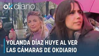 Yolanda Díaz huye al ver las cámaras de OKDIARIO: "¡Ministra, no se vaya!"