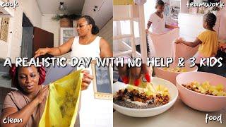 A REALISTIC DAY WITH NO HELP & 3 CHILDREN | CLEANING,WHAT WE ATE & PUTTING OUR HOME IN ORDER