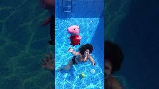 Swimming Underwater with PEPPA PIG in Pool #shorts