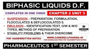 Biphasic Liquid Dosage Form (complete) | Suspension | Emulsion | Chapter 2 Unit 3 | Pharmaceutics 1