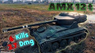 AMX 12 t - 6 Frags 3.7K Damage, Master by player fast_frogg