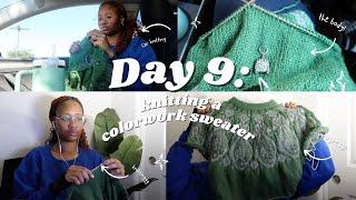 day 9 of knitting a colorwork sweater (halibut sweater) | knit vlog #65