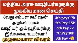 மத்திய அரசு  ஊழியர்களுக்கு முக்கியமான செய்தி | Central  Government Employees Latest News | 8th Pay