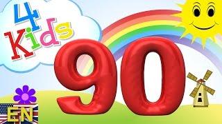 Numbers counting from 81 to 90 for children. Counting eightyone to ninety (english)